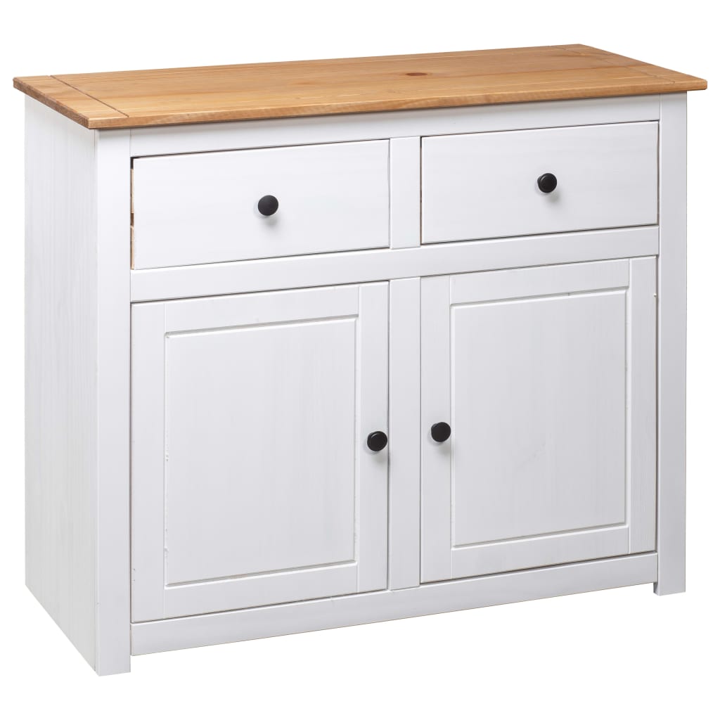 skænk Panama-serien 93x40x80 cm massivt fyrretræ hvid