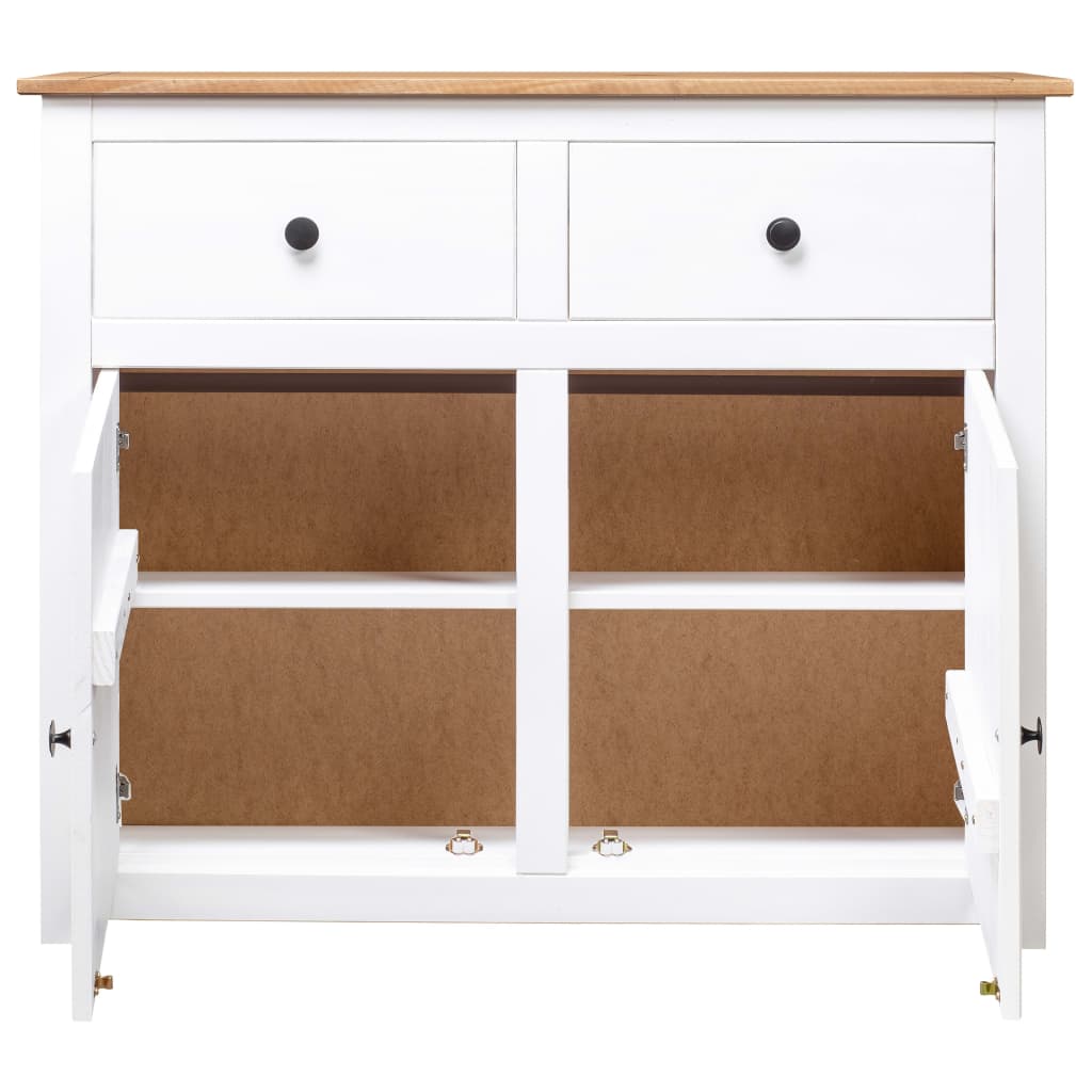 skænk Panama-serien 93x40x80 cm massivt fyrretræ hvid