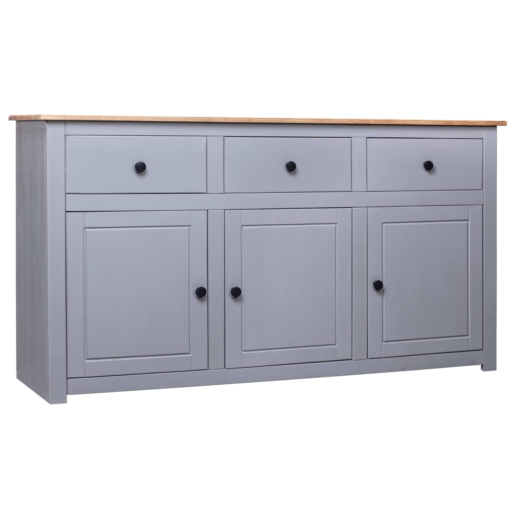 skænk Panama-serien 135x40x80 cm massivt fyrretræ grå