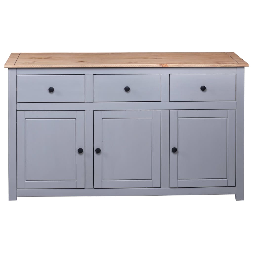 skænk Panama-serien 135x40x80 cm massivt fyrretræ grå