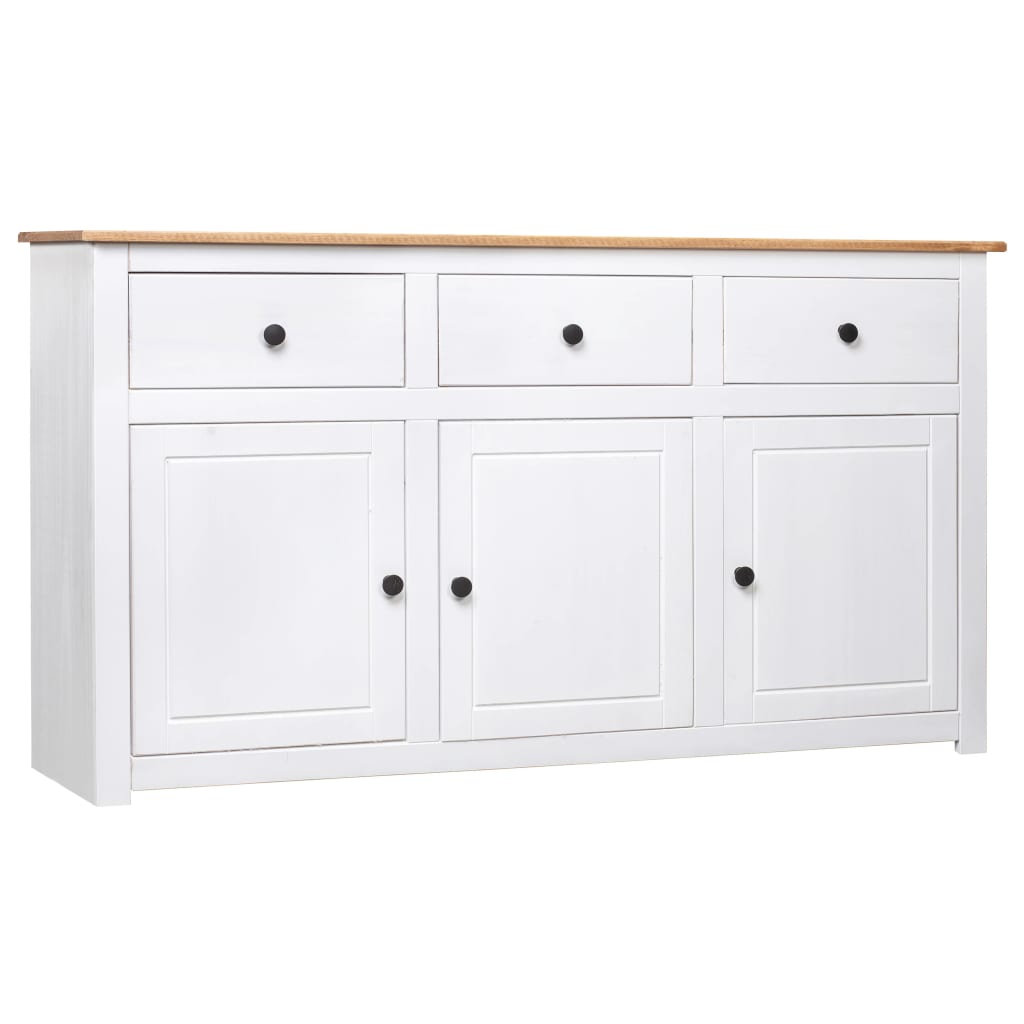 skænk Panama-serien 135x40x80 cm massivt fyrretræ hvid