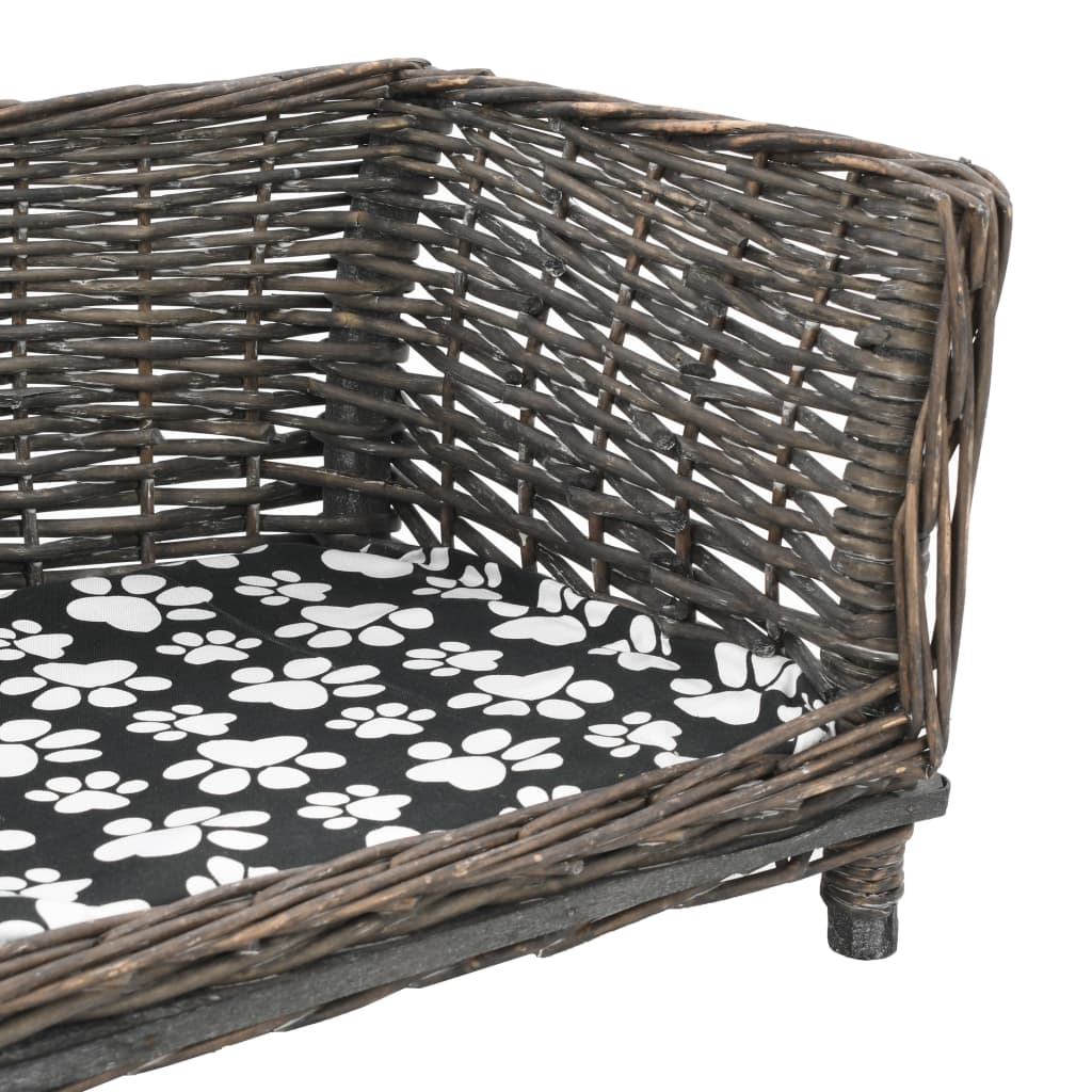 hundekurv med hynde 50x33x30 cm naturlig pil grå