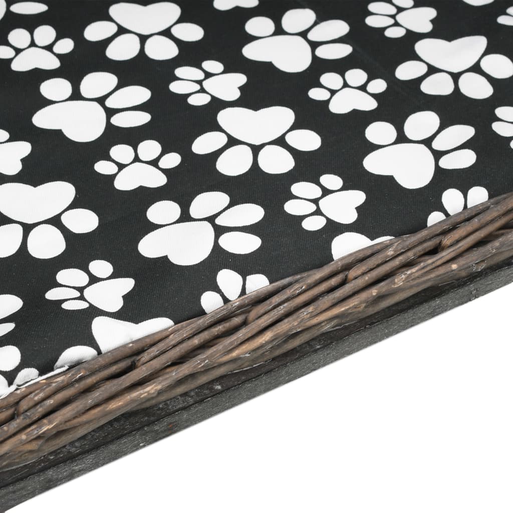 hundekurv med hynde 50x33x30 cm naturlig pil grå