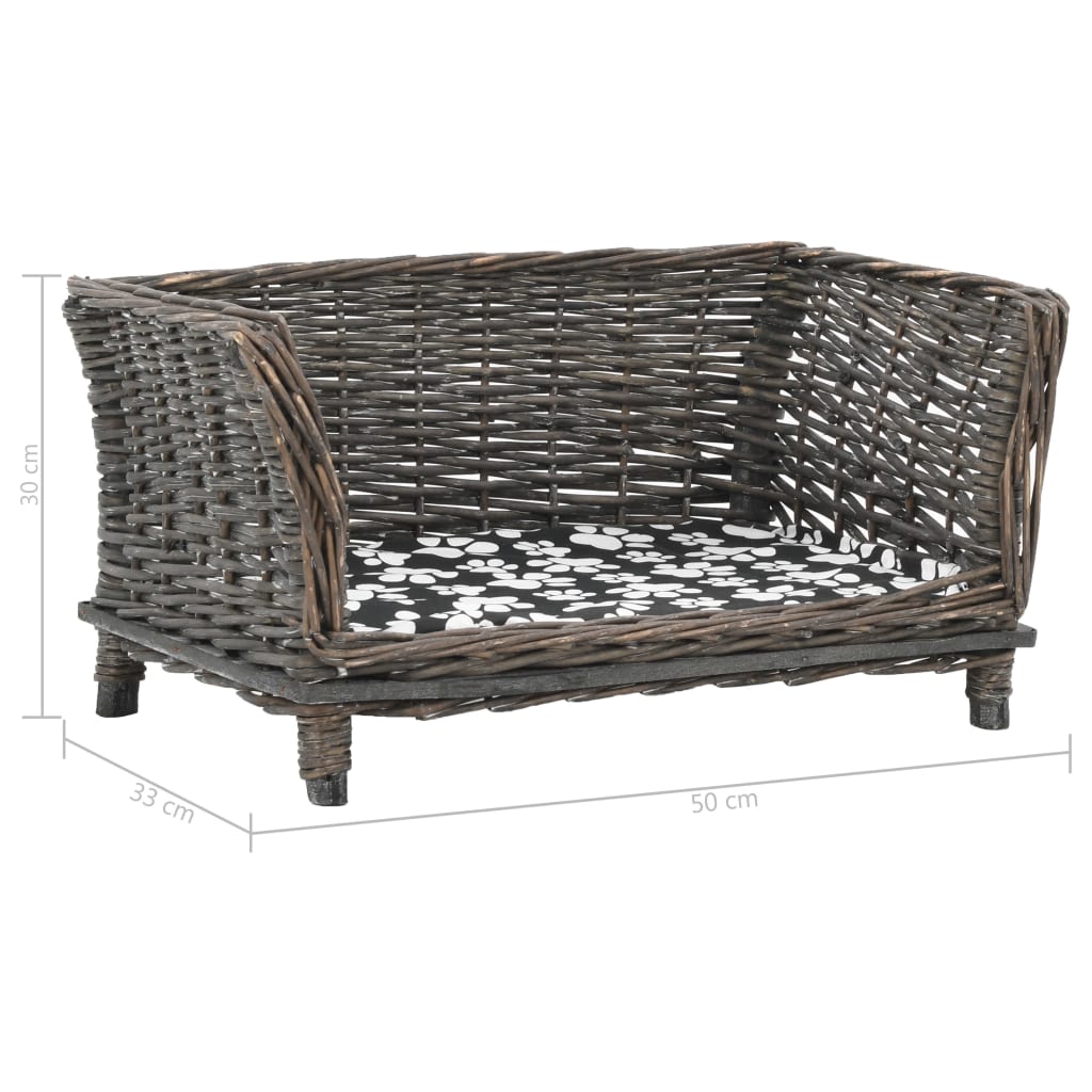 hundekurv med hynde 50x33x30 cm naturlig pil grå