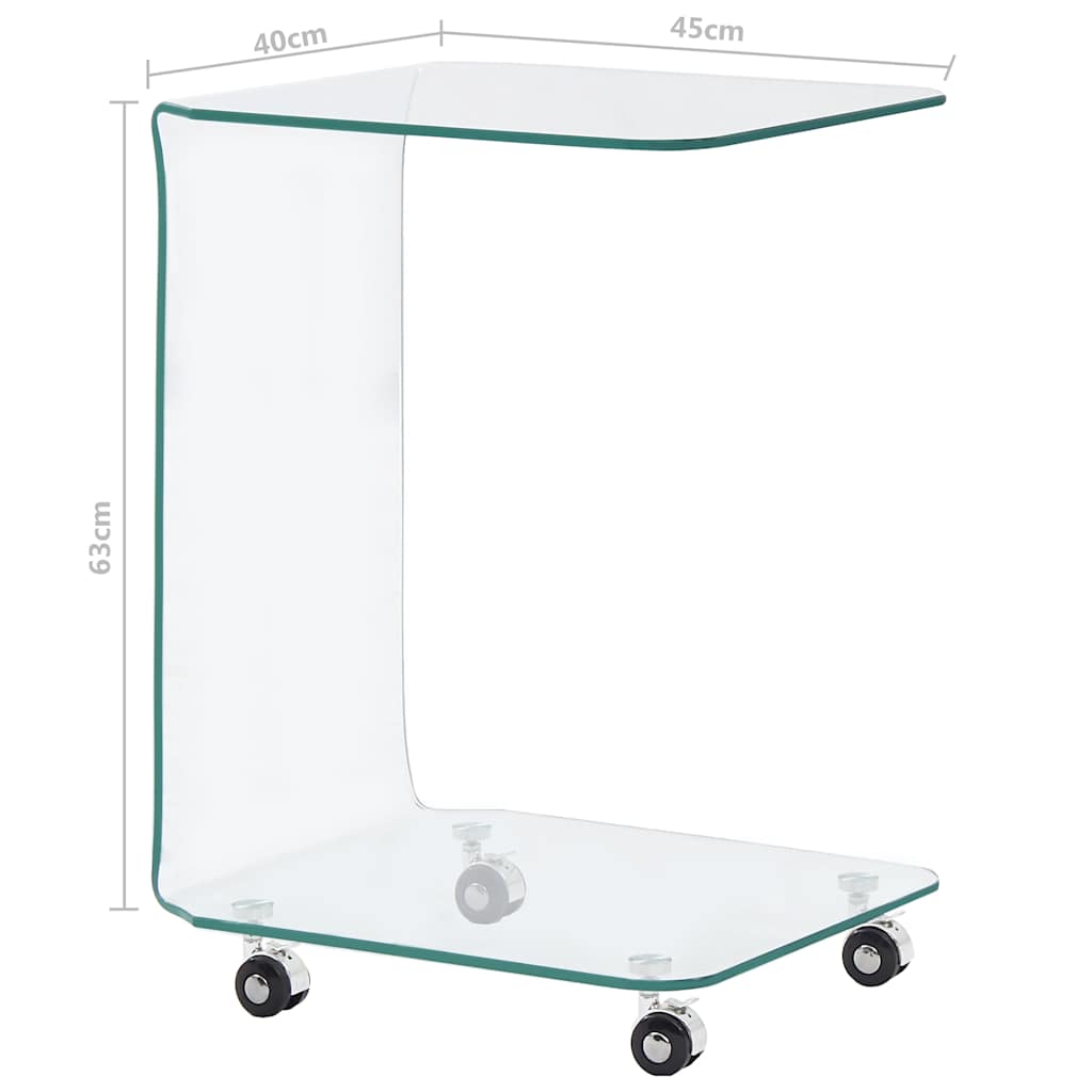 sofabord 45 x 40 x 63 cm hærdet glas transparent
