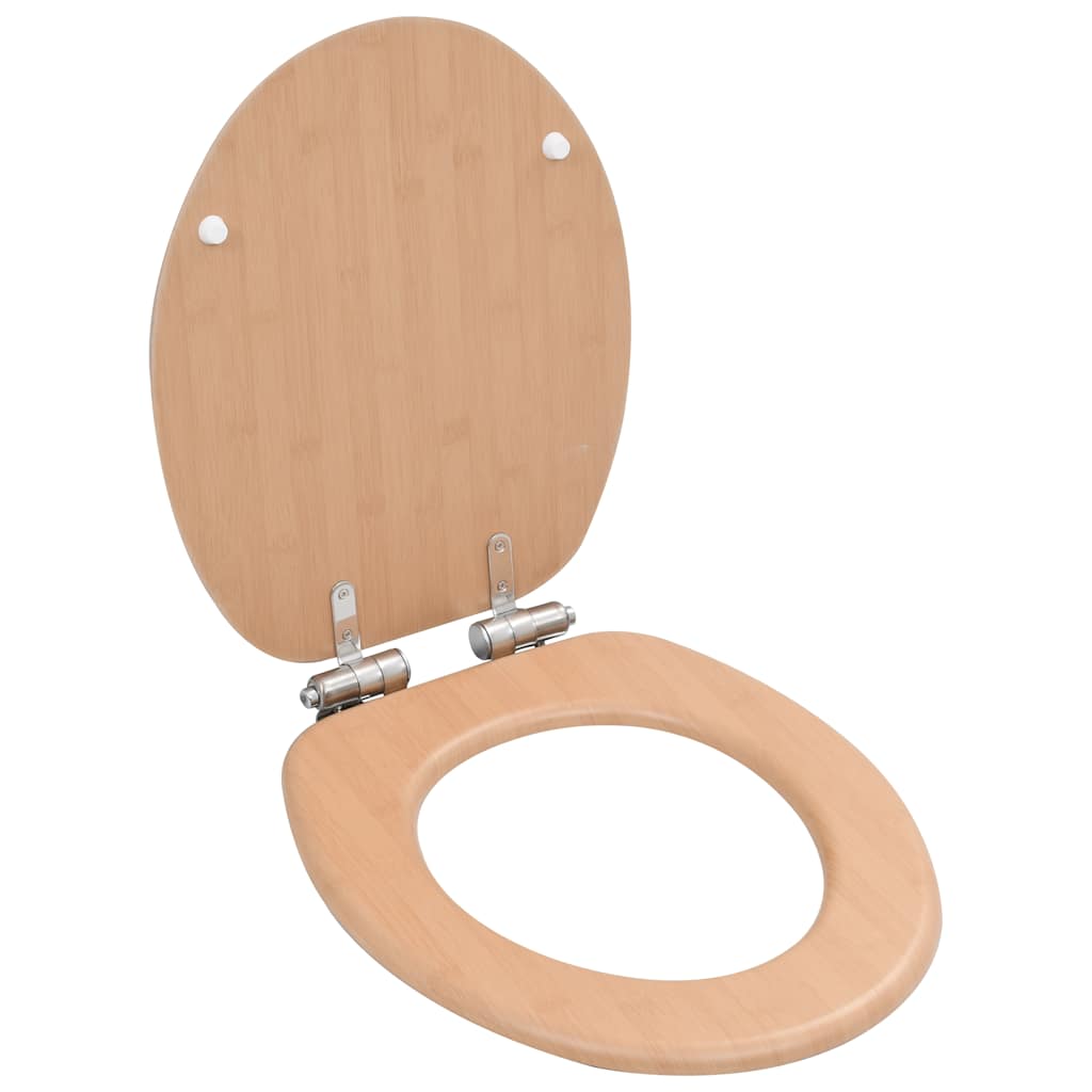 toiletsæder 2 stk. med soft close-låg MDF bambusdesign