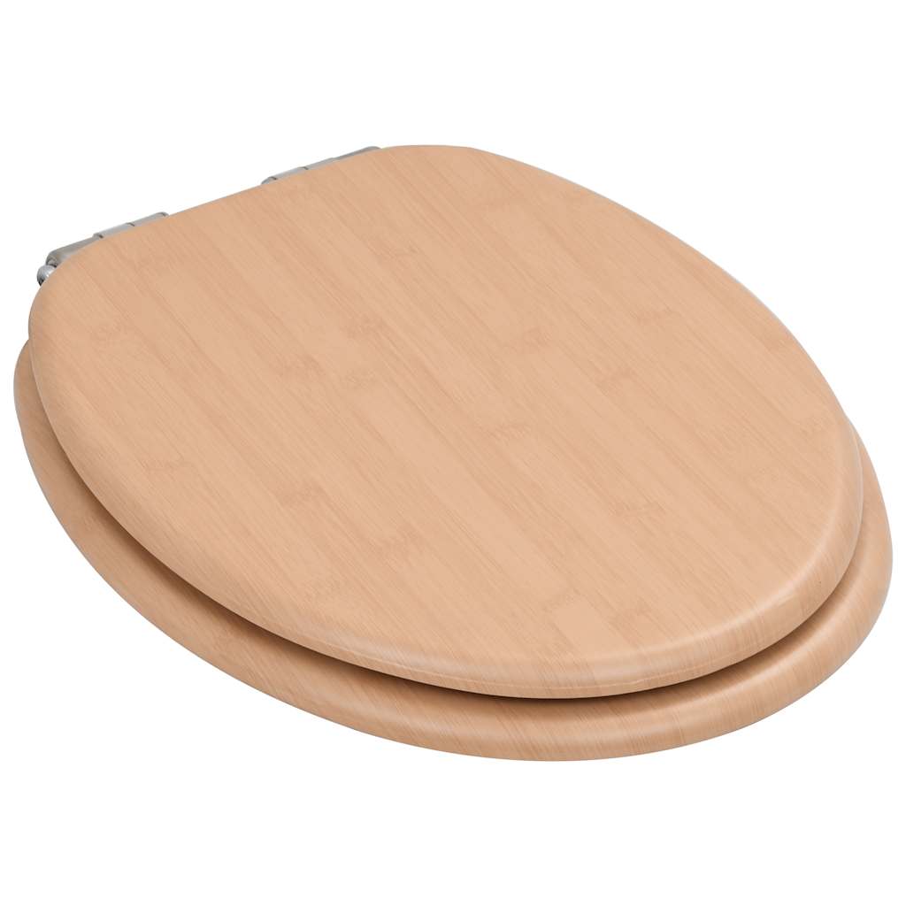 toiletsæder 2 stk. med soft close-låg MDF bambusdesign