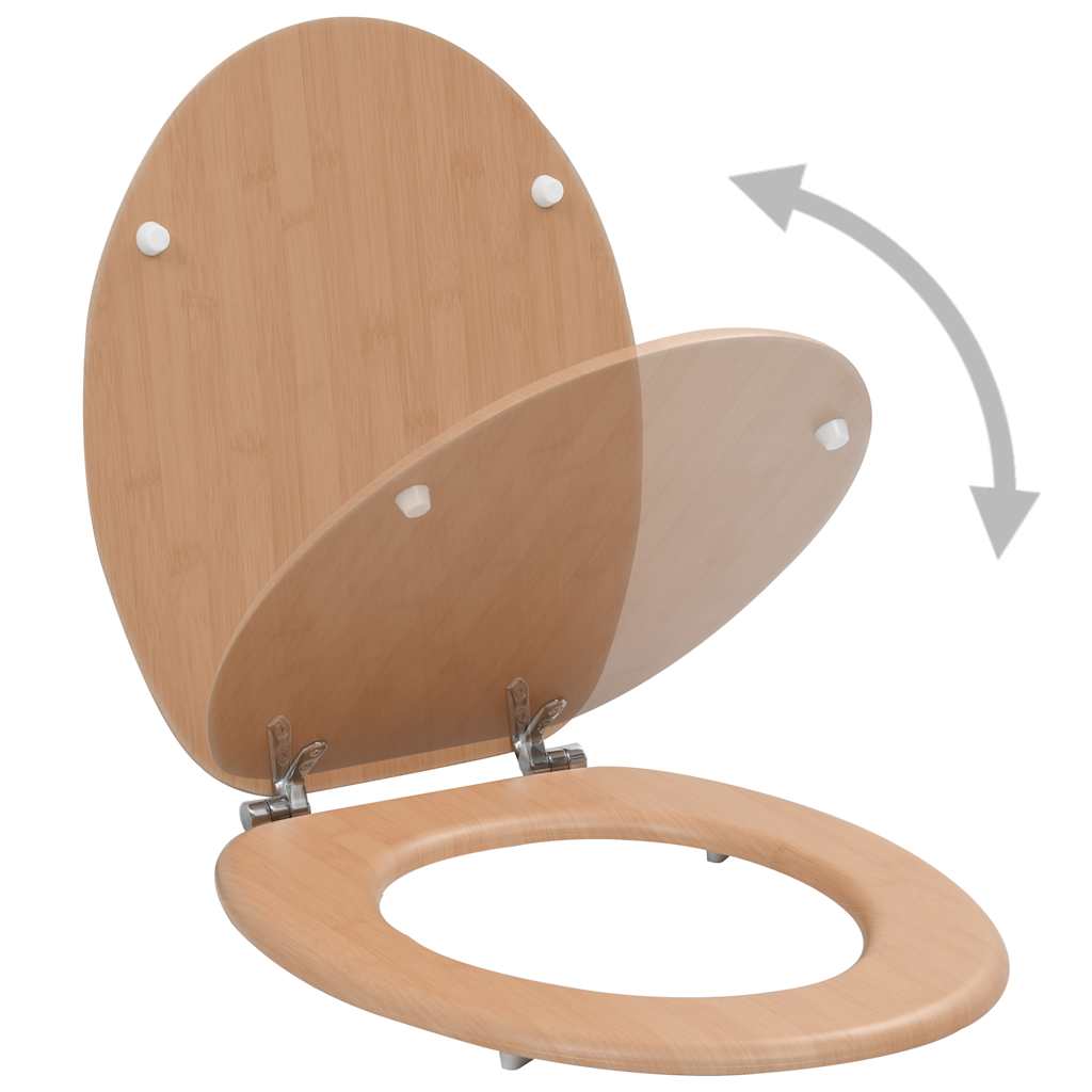 toiletsæder 2 stk. med låg MDF bambusdesign