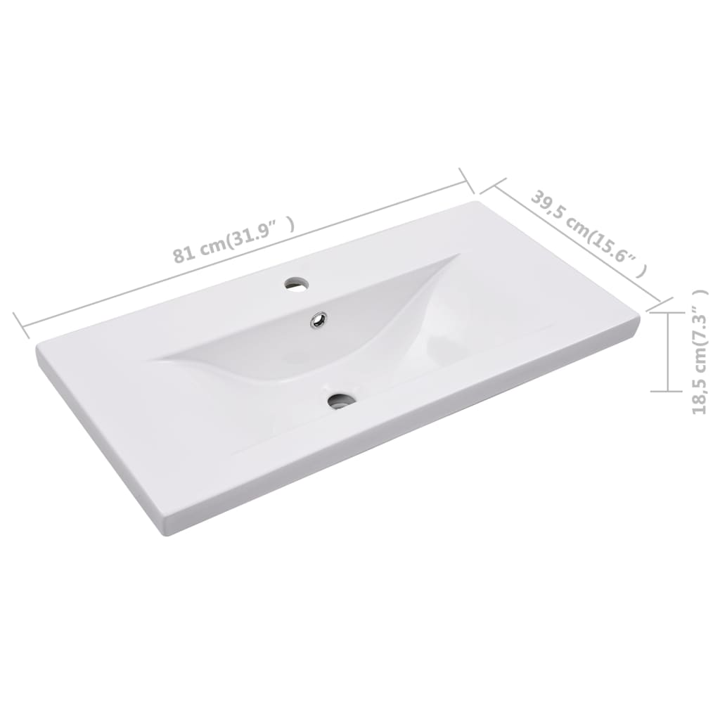 indbygget håndvask 81x39,5x18,5 cm keramisk hvid