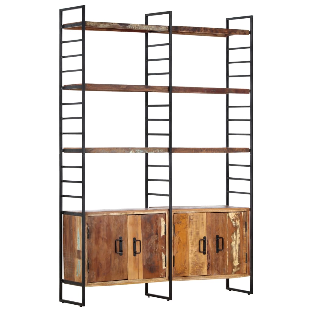 Bogreol I 4 Niveauer 124x30x180 Cm Massivt Genbrugstræ - Massivt genanvendt træ