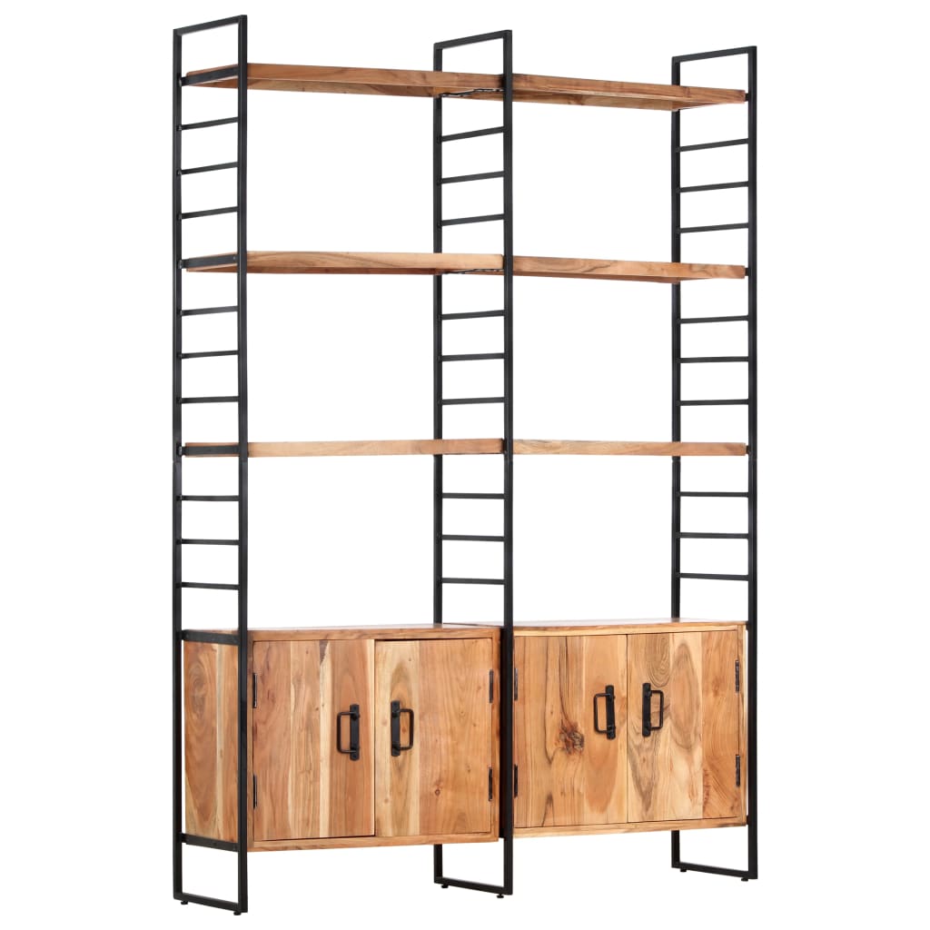 bogreol i 4 niveauer 124 x 30 x 180 cm massivt akacietræ billede
