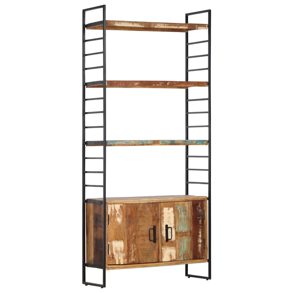 Bogreol I 4 Niveauer 80x30x180 Cm Massivt Genbrugstræ - Massivt genanvendt træ