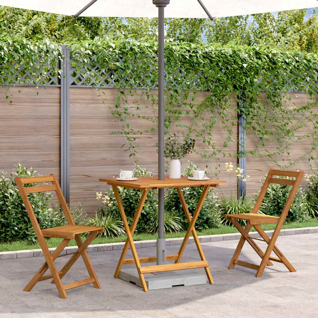 foldbart havebord 70 x 70 x 75 cm massivt akacietræ billede