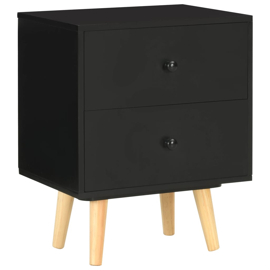 sengeskabe 2 stk. 40 x 30 x 50 cm massivt fyrretræ sort