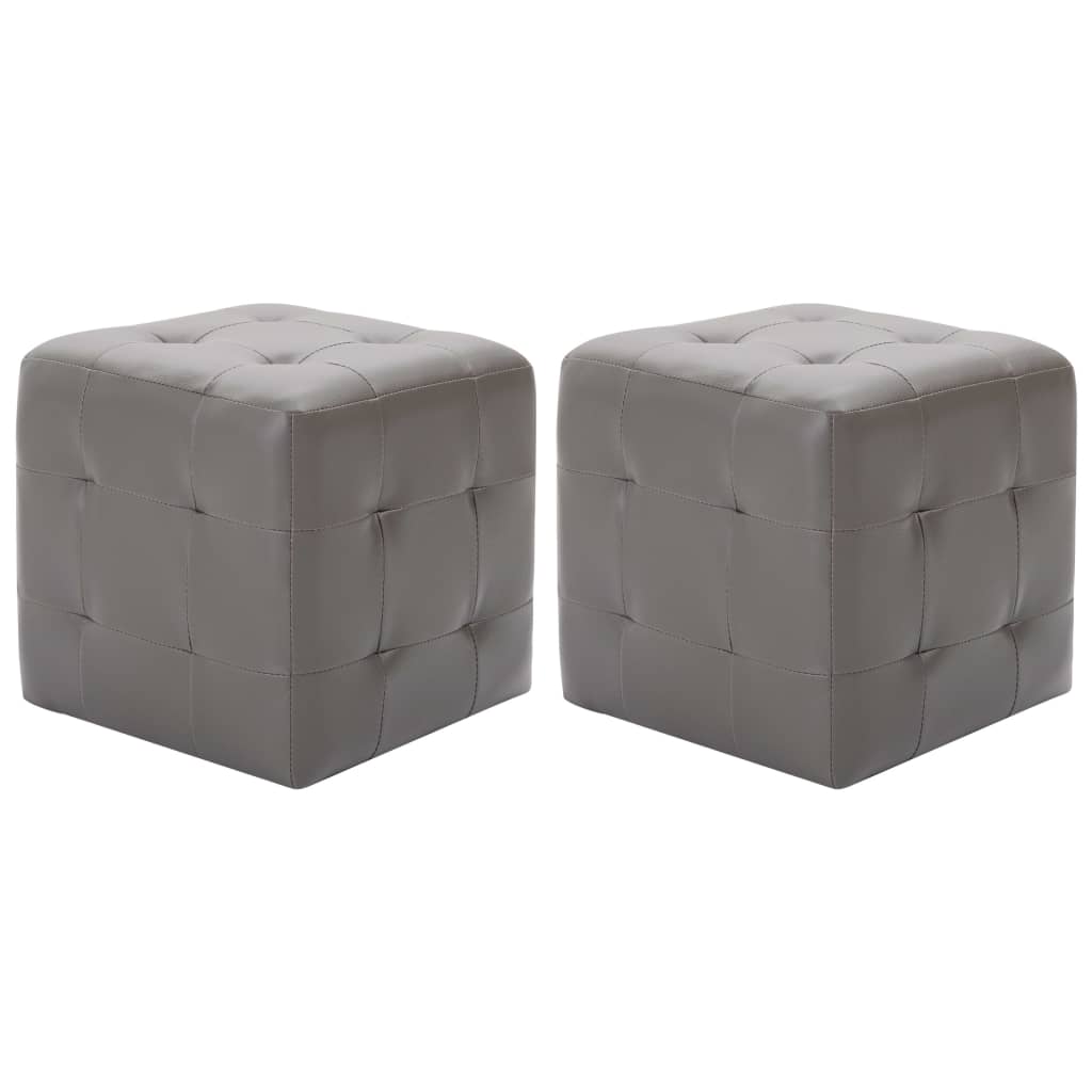 puf 2 stk. 30 x 30 x 30 cm grå kunstlæder