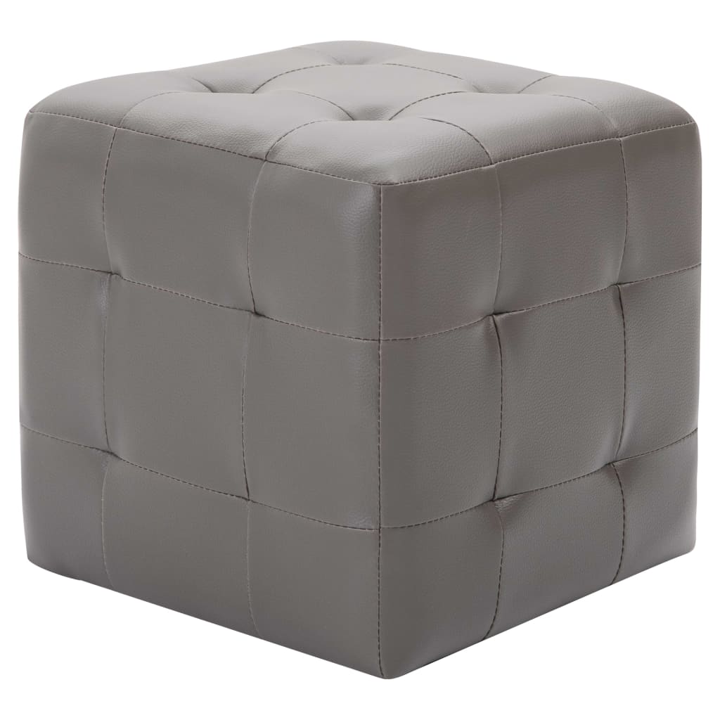puf 2 stk. 30 x 30 x 30 cm grå kunstlæder