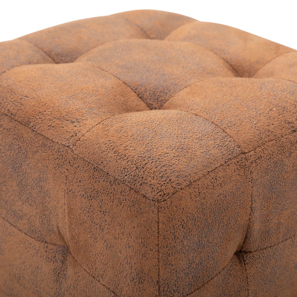 puf 2 stk. 30 x 30 x 30 cm imiteret ruskind brun