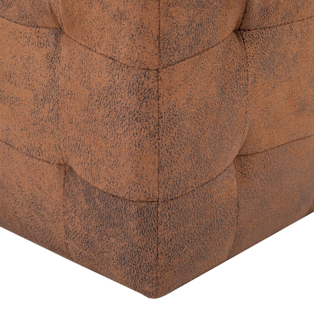 puf 2 stk. 30 x 30 x 30 cm imiteret ruskind brun