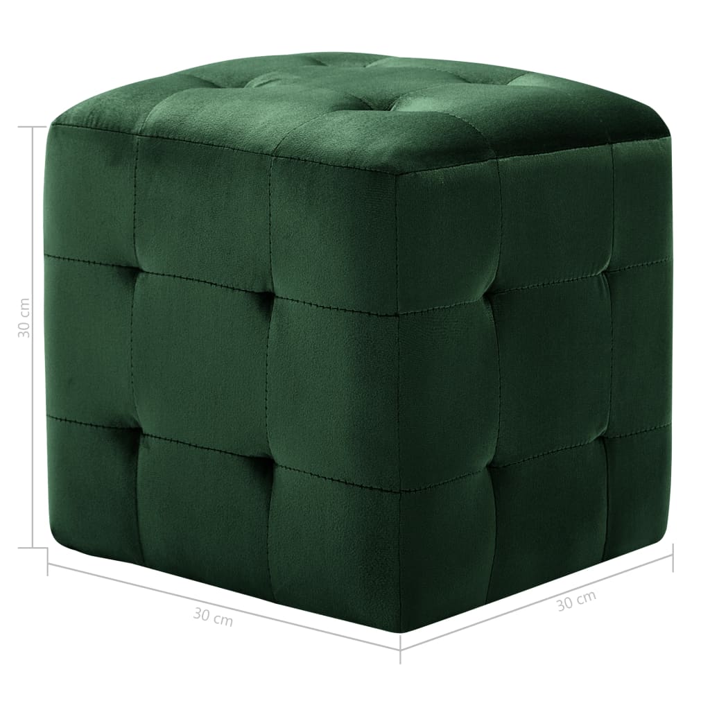 puf 2 stk. 30 x 30 x 30 cm fløjlsstof grøn