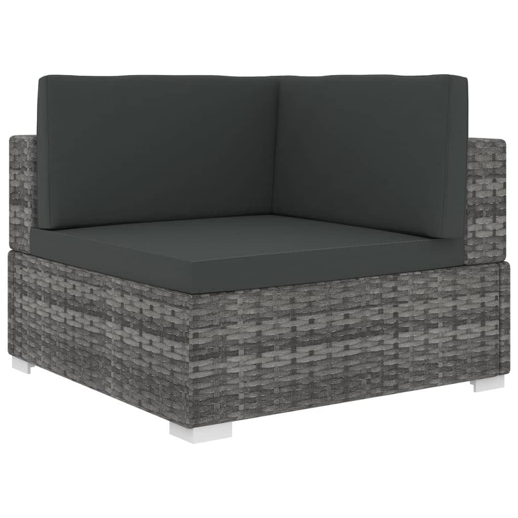 hjørnesæde til sofa 1 stk. med hynder polyrattan grå