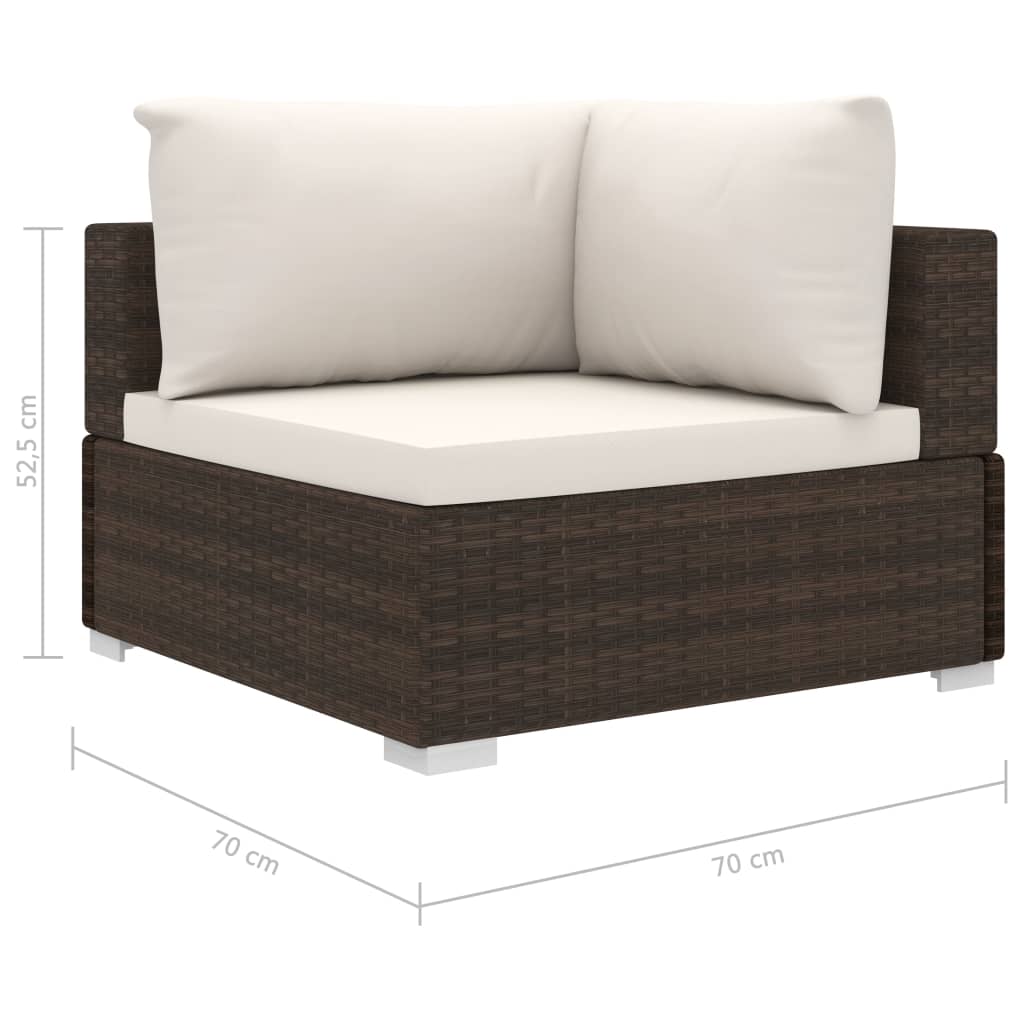 loungesæt til haven 10 dele med hynder polyrattan brun