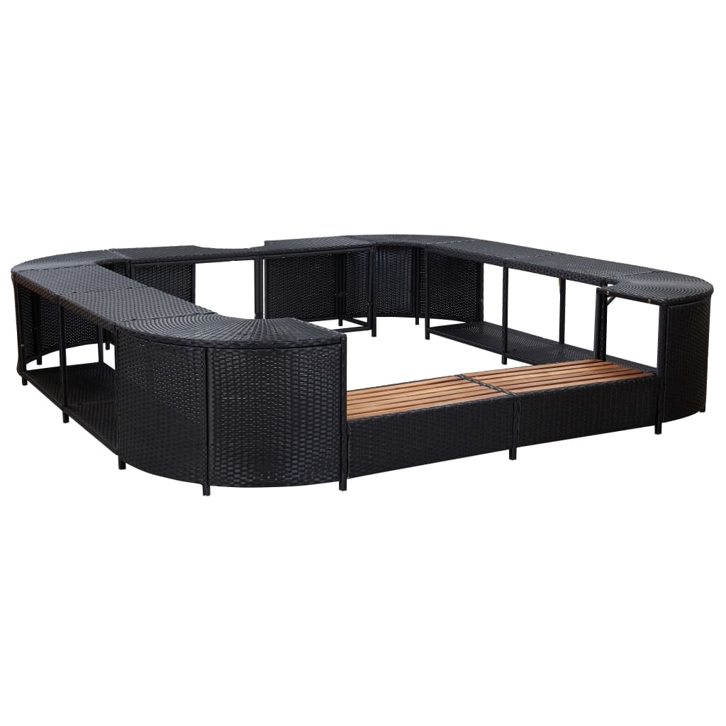 omkrans til spabad 268x268x55 cm polyrattan sort billede