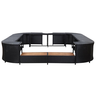 omkrans til spabad 268x268x55 cm polyrattan sort