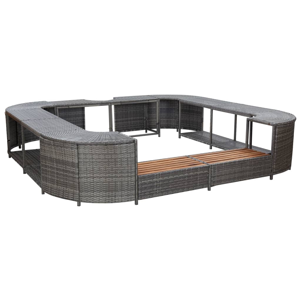 omkrans til spabad 268x268x55 cm polyrattan grå billede