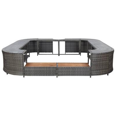 omkrans til spabad 268x268x55 cm polyrattan grå
