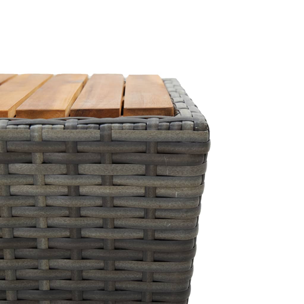 tebord 41,5x41,5x43 cm polyrattan og massivt akacietræ grå