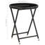 tebord 60 cm hærdet glas og polyrattan sort