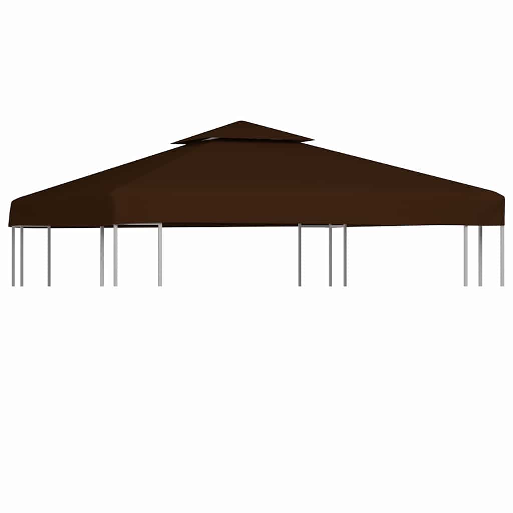 pavillontopdække 2 niveauer 3x3 m 310 g/m² brun billede