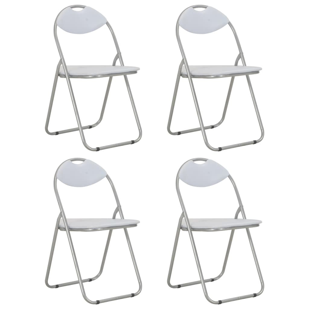 sammenklappelige spisebordsstole 4 stk. hvid kunstlæder