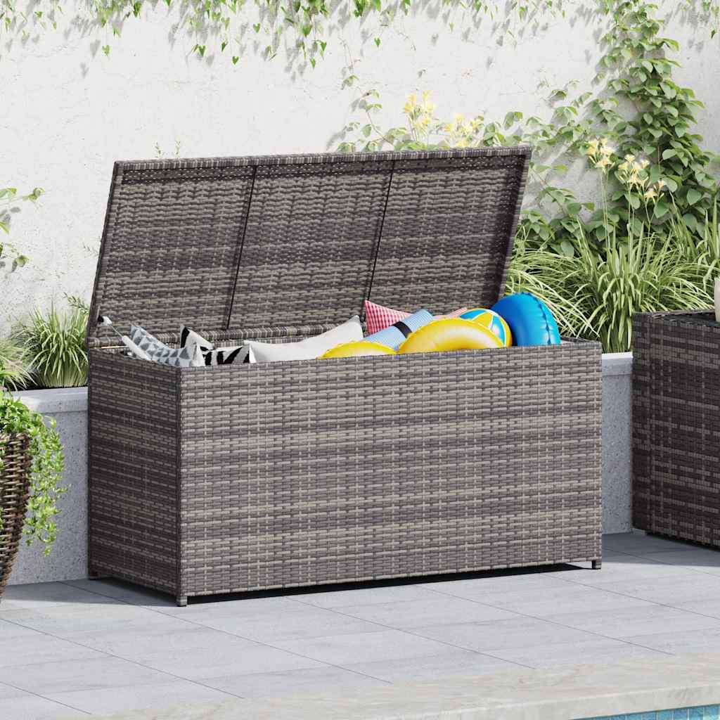 opbevaringskasse til haven 120x50x60 cm polyrattan grå