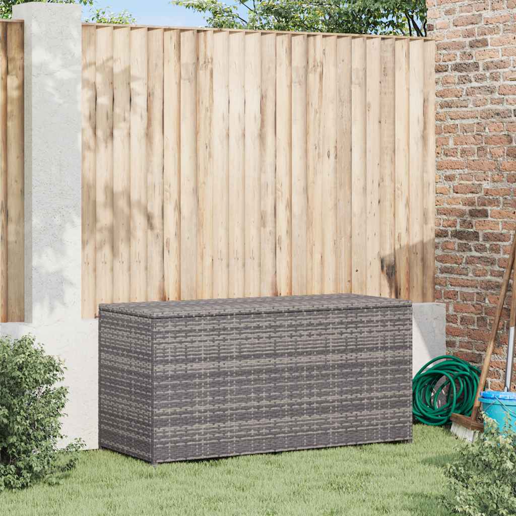 opbevaringskasse til haven 120x50x60 cm polyrattan grå