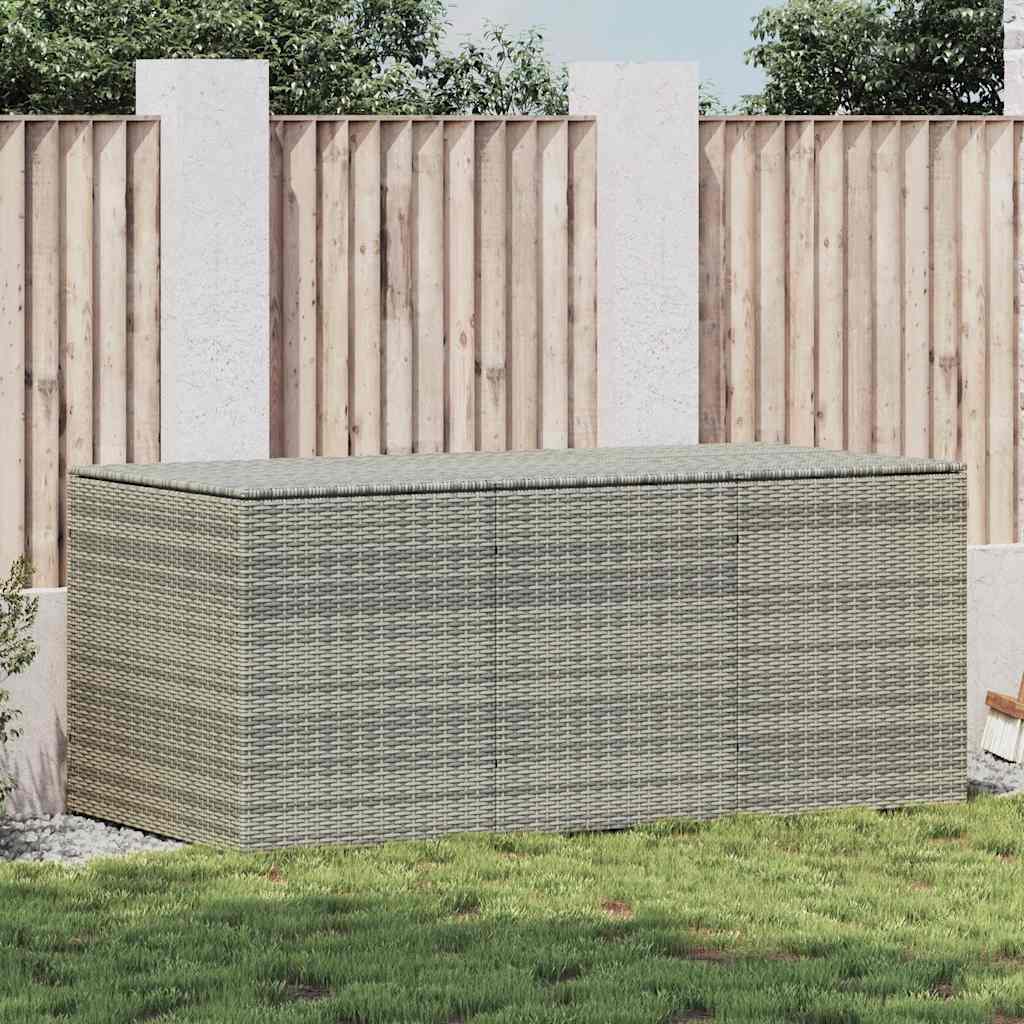 opbevaringskasse til haven 180x90x70 cm polyrattan grå