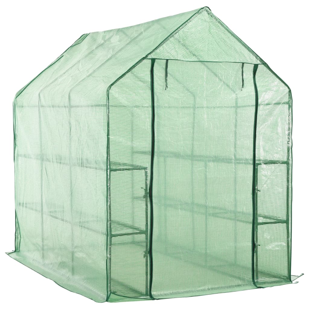 drivhus med 12 hylder 143 x 214 x 196 cm stål billede