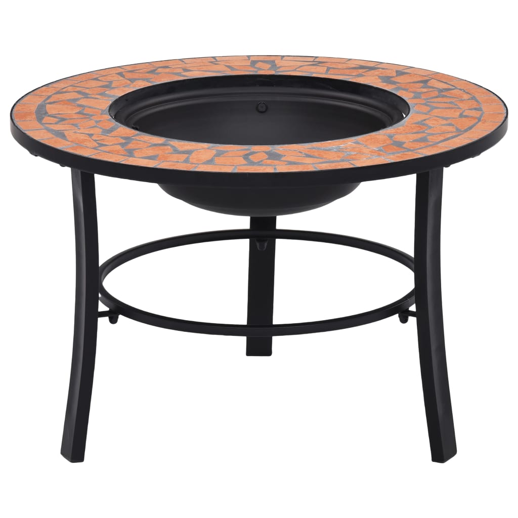 Bålfad med mosaikbord 68 cm - keramik, terracottafarvet