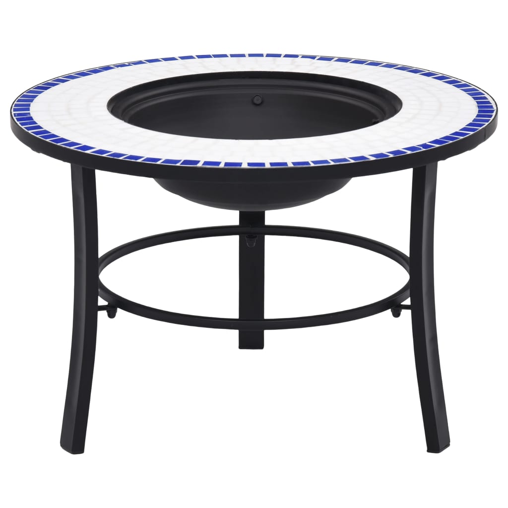 bålfad mosaik 68 cm keramik blå og hvid billede