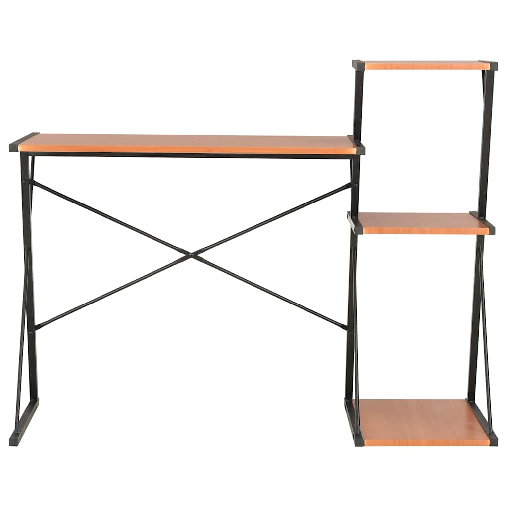 skrivebord med hylde 116x50x93 cm sort og brun