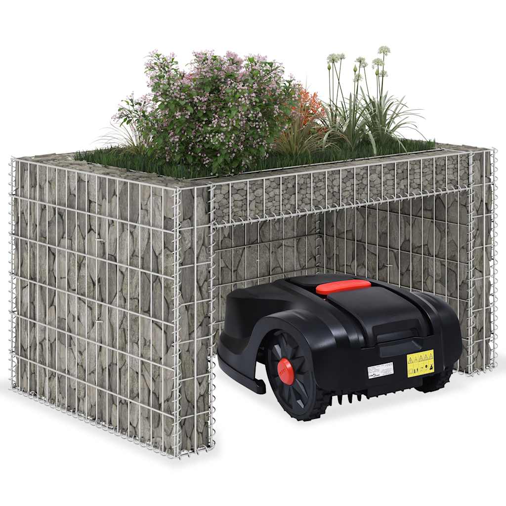garage til plæneklipper med plantekasse stålwire 110x80x60 cm billede