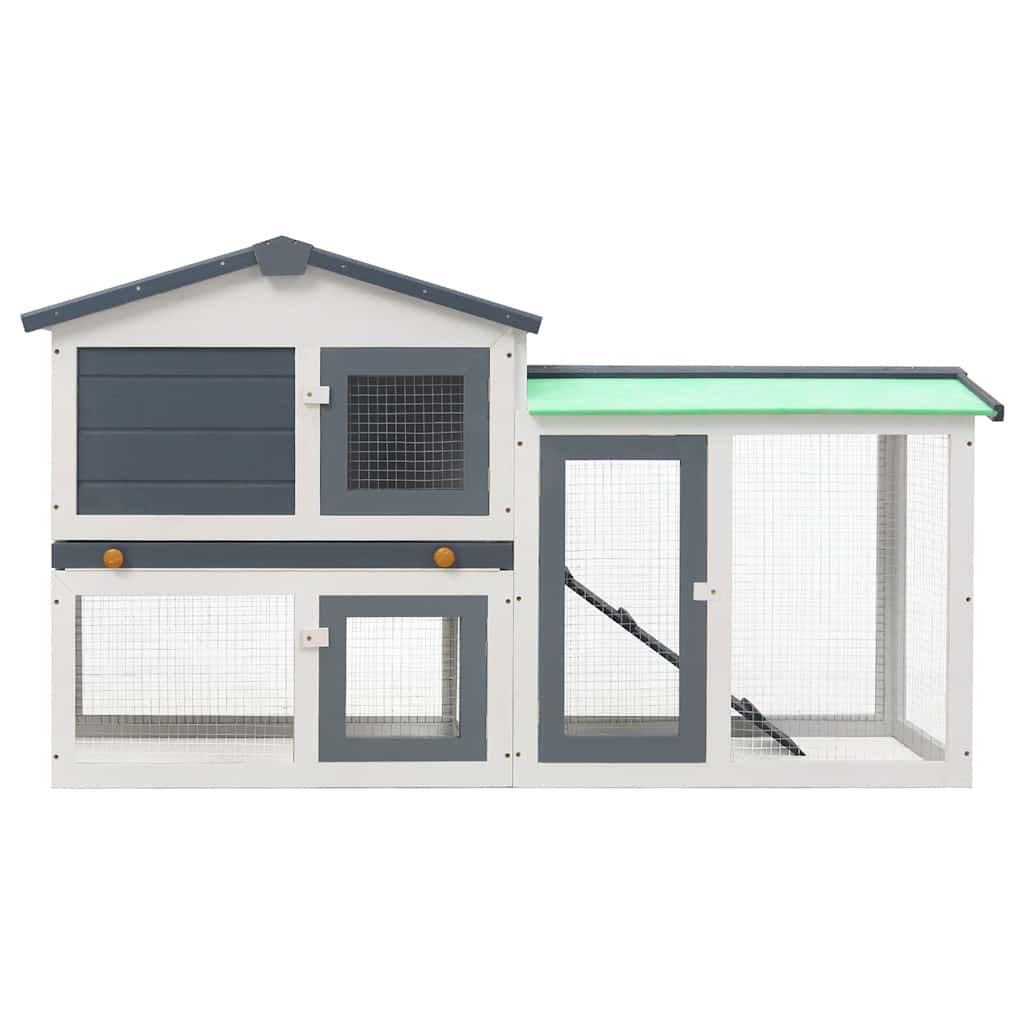 stort udendørsbur til kæledyr 145x45x84 cm træ grå hvid