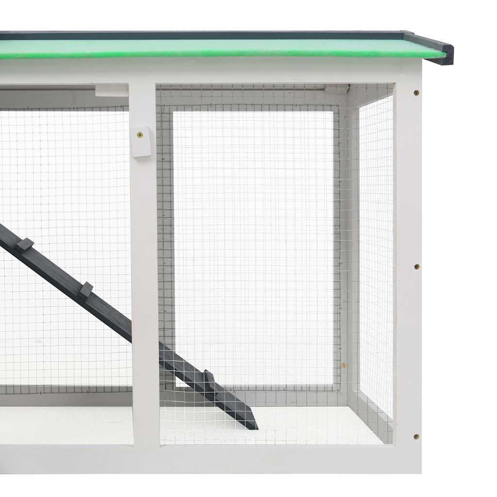 stort udendørsbur til kæledyr 145x45x84 cm træ grå hvid