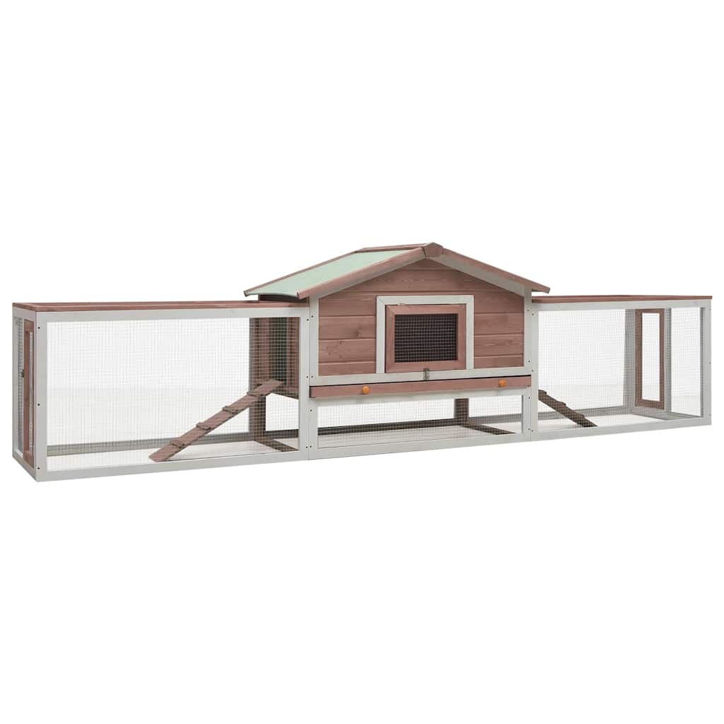 kaninbur 310x70x87 cm massivt fyrre- og grantræ mokkafarvet billede