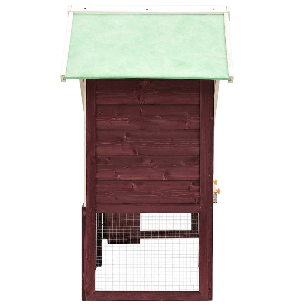 kaninbur 140x63x120 cm massivt fyrretræ mokka og hvid