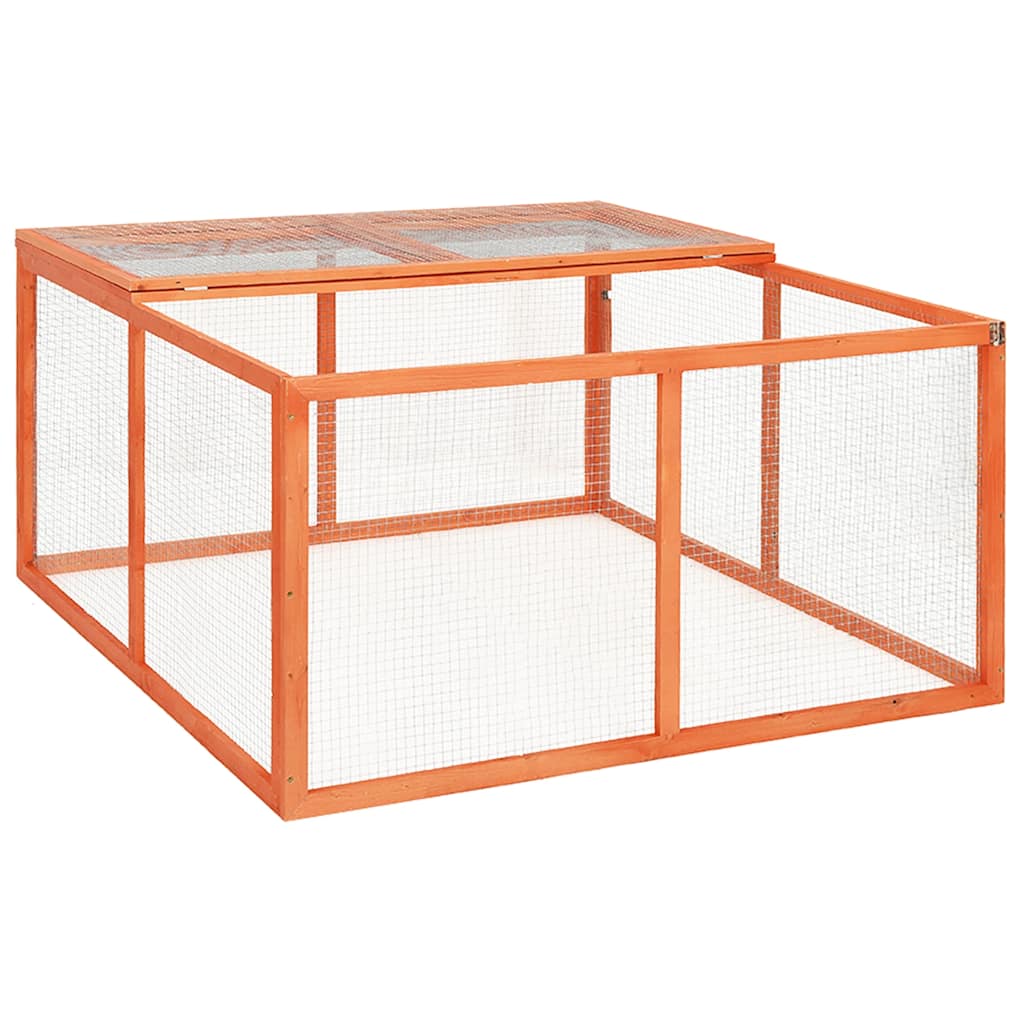 kaninbur 124x120x60 cm massivt fyrretræ billede