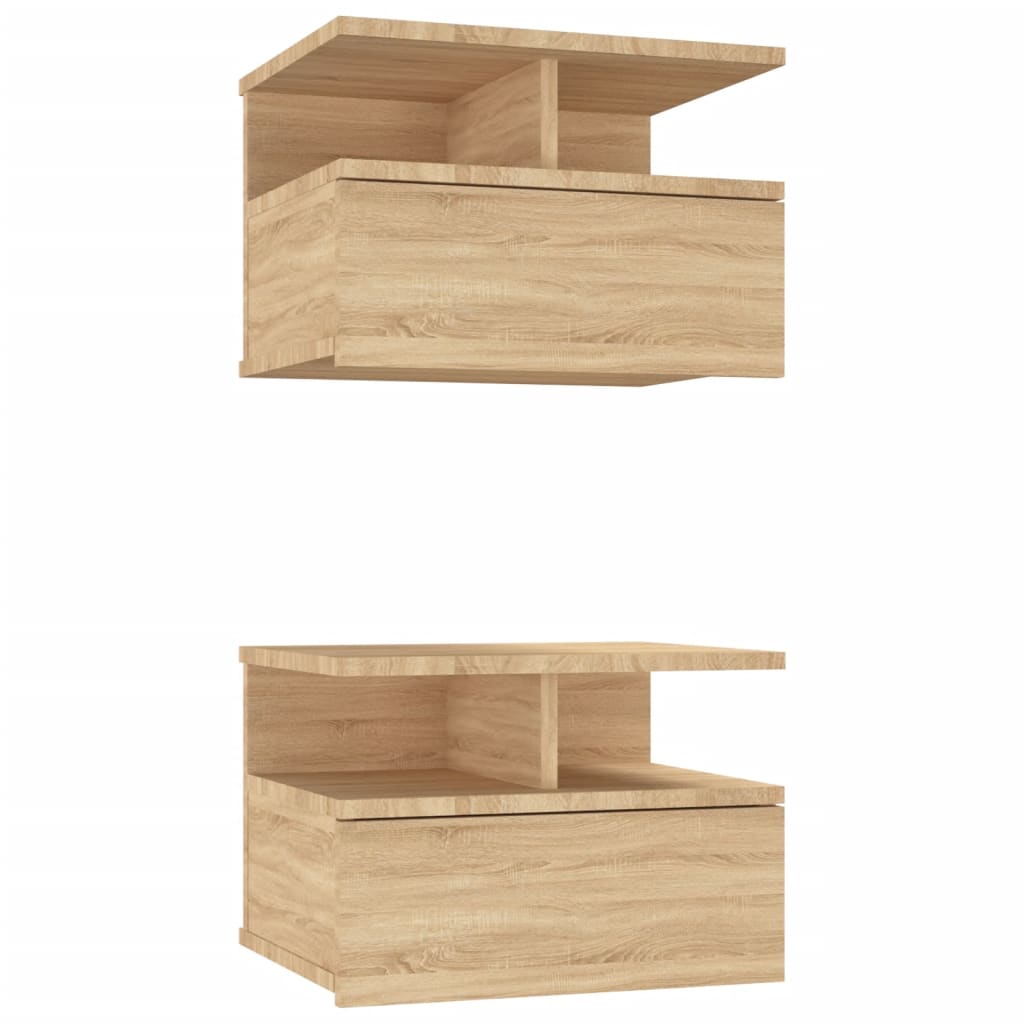 svævende natborde 2 stk. 40 x 31 x 27 cm konstrueret træ sonoma