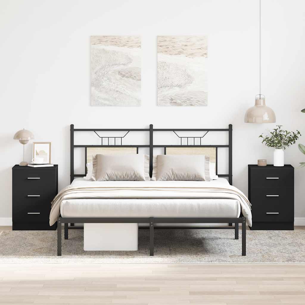 sengeborde 2 stk. 38x35x56 cm konstrueret træ sort