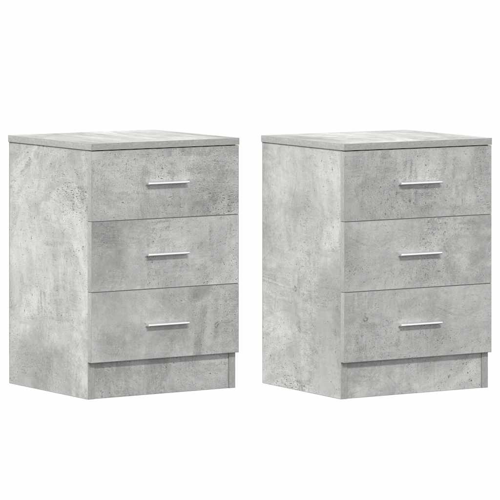 sengeborde 2 stk. 38x35x56 cm konstrueret træ betongrå