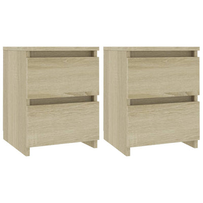 sengeborde 2 stk. 30x30x40 cm konstrueret træ sonoma-eg